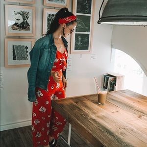 H&M | Red Floral Jumpsuit